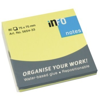 Самозалепващи листчета InfoNotes Жълт 75х75mm 100л.