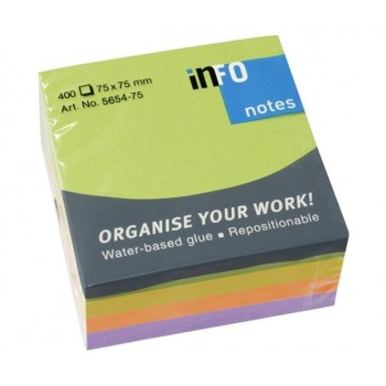 Самозалепващи листчета InfoNotes 75х75 400л. Неон