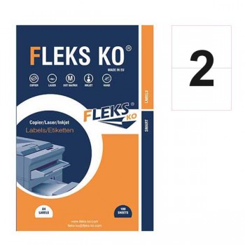 Fleks Ko етикети, прави ъгли, 210 х 148.1 мм. А4, 100 л. 2 етикет на лист рязан гръб