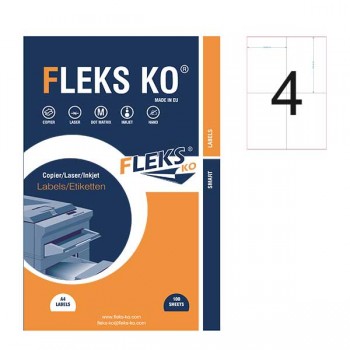 Fleks Ko етикети, прави ъгли, 105 х 148.1 мм. А4, 100 л. 4 етикет на лист