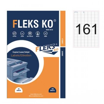 Fleks Ko етикети, прави ъгли, 28 х 12 мм. А4, 100 л. 161 етикет на лист